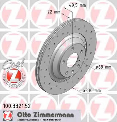 Otto Zimmermann 100.3321.52 Диск гальмівний задній вентильований 100332152: Купити в Україні - Добра ціна на EXIST.UA!