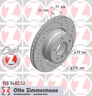 Otto Zimmermann 150.3402.52 Диск гальмівний вентильований з перфорацією 150340252: Купити в Україні - Добра ціна на EXIST.UA!