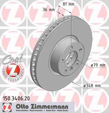 Otto Zimmermann 150.3406.20 Диск гальмівний передній вентильований 150340620: Приваблива ціна - Купити в Україні на EXIST.UA!