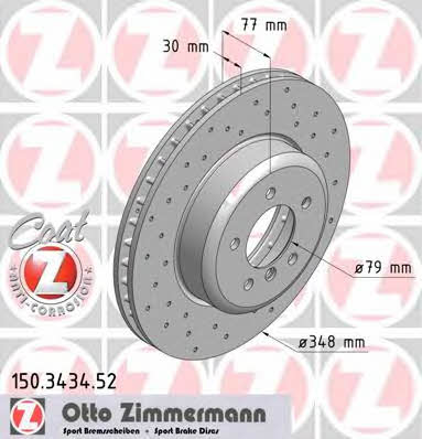 Otto Zimmermann 150.3434.52 Диск гальмівний передній вентильований 150343452: Купити в Україні - Добра ціна на EXIST.UA!