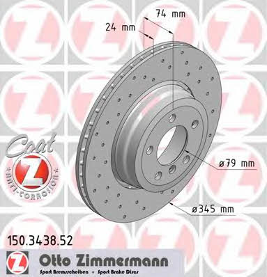 Otto Zimmermann 150.3438.52 Диск гальмівний задній вентильований 150343852: Приваблива ціна - Купити в Україні на EXIST.UA!