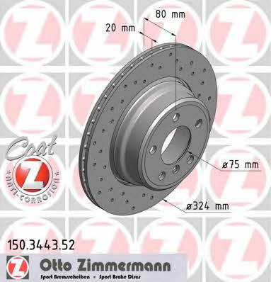 Otto Zimmermann 150.3443.52 Диск гальмівний задній вентильований 150344352: Купити в Україні - Добра ціна на EXIST.UA!