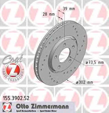 Otto Zimmermann 155.3902.52 Диск гальмівний передній вентильований 155390252: Купити в Україні - Добра ціна на EXIST.UA!