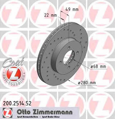 Otto Zimmermann 200.2514.52 Диск гальмівний передній вентильований 200251452: Купити в Україні - Добра ціна на EXIST.UA!