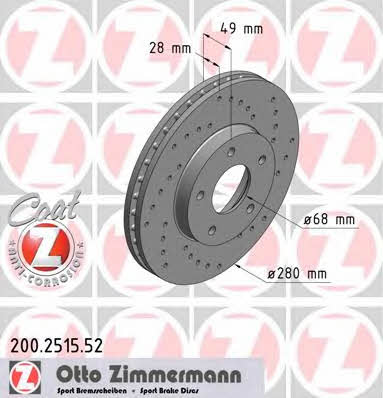 Otto Zimmermann 200.2515.52 Диск гальмівний 200251552: Купити в Україні - Добра ціна на EXIST.UA!