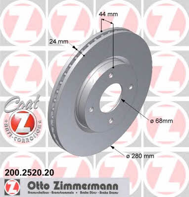Otto Zimmermann 200.2520.20 Диск гальмівний передній вентильований 200252020: Купити в Україні - Добра ціна на EXIST.UA!