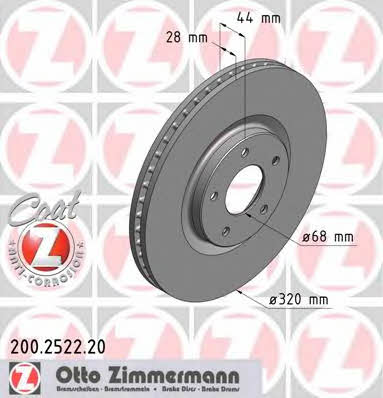 Otto Zimmermann 200.2522.20 Диск гальмівний передній вентильований 200252220: Купити в Україні - Добра ціна на EXIST.UA!