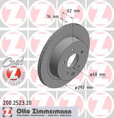 Диск гальмівний задній вентильований Otto Zimmermann 200.2523.20