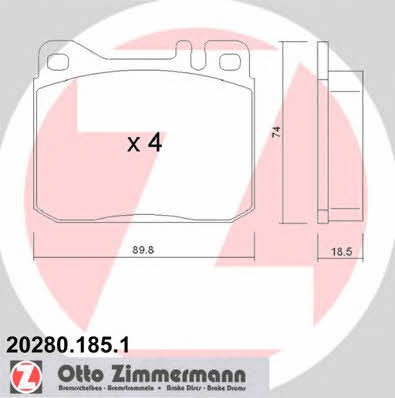 Otto Zimmermann 20280.185.1 Гальмівні колодки, комплект 202801851: Купити в Україні - Добра ціна на EXIST.UA!