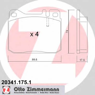 Otto Zimmermann 20341.175.1 Гальмівні колодки, комплект 203411751: Купити в Україні - Добра ціна на EXIST.UA!