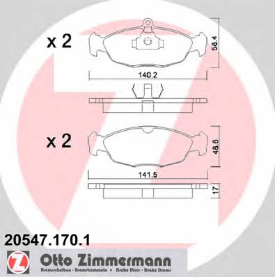 Otto Zimmermann 20547.170.1 Гальмівні колодки, комплект 205471701: Купити в Україні - Добра ціна на EXIST.UA!