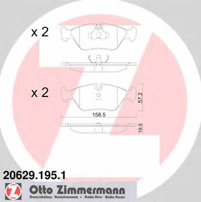 Otto Zimmermann 20629.195.1 Гальмівні колодки, комплект 206291951: Купити в Україні - Добра ціна на EXIST.UA!