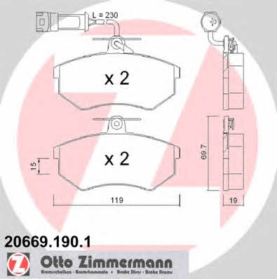 Otto Zimmermann 20669.190.1 Гальмівні колодки, комплект 206691901: Купити в Україні - Добра ціна на EXIST.UA!