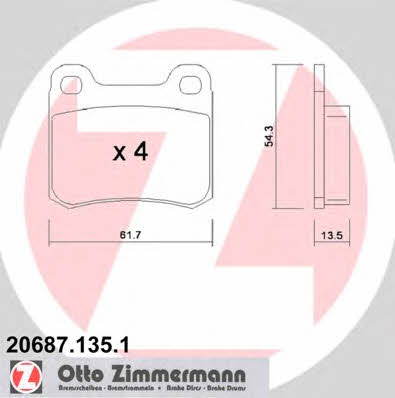 Otto Zimmermann 20687.135.1 Гальмівні колодки, комплект 206871351: Купити в Україні - Добра ціна на EXIST.UA!