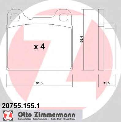 Otto Zimmermann 20755.155.1 Гальмівні колодки, комплект 207551551: Купити в Україні - Добра ціна на EXIST.UA!