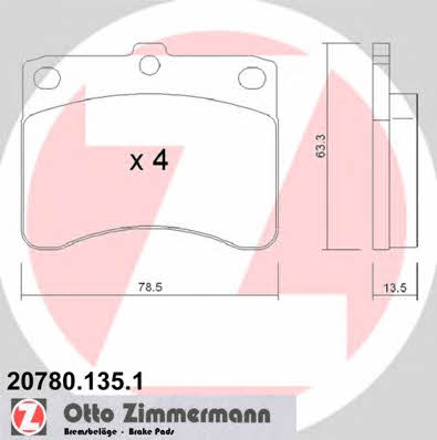 Otto Zimmermann 20780.135.1 Гальмівні колодки, комплект 207801351: Купити в Україні - Добра ціна на EXIST.UA!