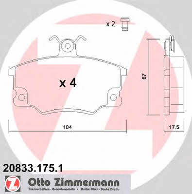 Otto Zimmermann 20833.175.1 Гальмівні колодки, комплект 208331751: Купити в Україні - Добра ціна на EXIST.UA!