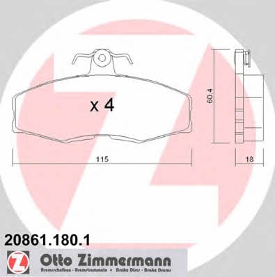 Otto Zimmermann 20861.180.1 Гальмівні колодки, комплект 208611801: Купити в Україні - Добра ціна на EXIST.UA!