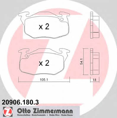 Otto Zimmermann 20906.180.3 Гальмівні колодки, комплект 209061803: Купити в Україні - Добра ціна на EXIST.UA!