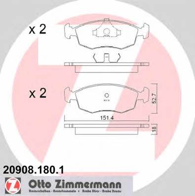 Otto Zimmermann 20908.180.1 Гальмівні колодки, комплект 209081801: Купити в Україні - Добра ціна на EXIST.UA!