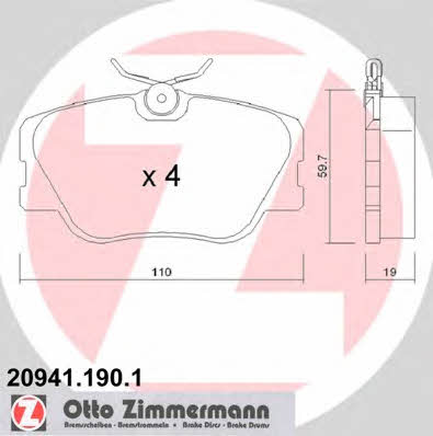 Otto Zimmermann 20941.190.1 Гальмівні колодки, комплект 209411901: Приваблива ціна - Купити в Україні на EXIST.UA!