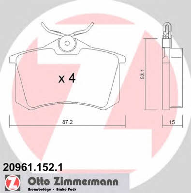 Otto Zimmermann 20961.152.1 Гальмівні колодки, комплект 209611521: Купити в Україні - Добра ціна на EXIST.UA!