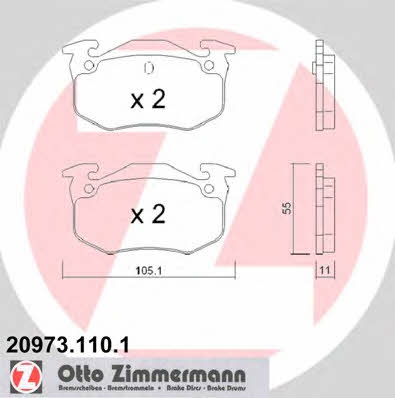 Otto Zimmermann 20973.110.1 Гальмівні колодки, комплект 209731101: Купити в Україні - Добра ціна на EXIST.UA!