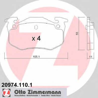Otto Zimmermann 20974.110.1 Гальмівні колодки, комплект 209741101: Купити в Україні - Добра ціна на EXIST.UA!