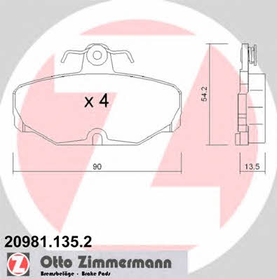 Otto Zimmermann 20981.135.2 Гальмівні колодки, комплект 209811352: Купити в Україні - Добра ціна на EXIST.UA!