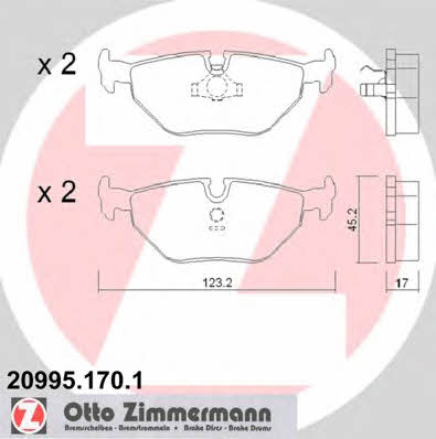 Otto Zimmermann 20995.170.1 Гальмівні колодки, комплект 209951701: Купити в Україні - Добра ціна на EXIST.UA!