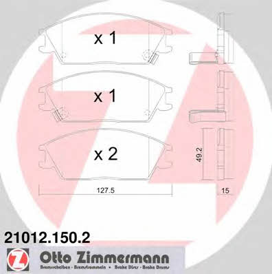Otto Zimmermann 21012.150.2 Гальмівні колодки, комплект 210121502: Купити в Україні - Добра ціна на EXIST.UA!