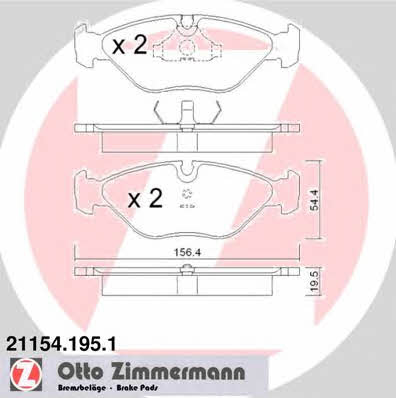 Otto Zimmermann 21154.195.1 Гальмівні колодки, комплект 211541951: Приваблива ціна - Купити в Україні на EXIST.UA!