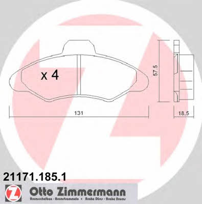 Otto Zimmermann 21171.185.1 Гальмівні колодки, комплект 211711851: Приваблива ціна - Купити в Україні на EXIST.UA!