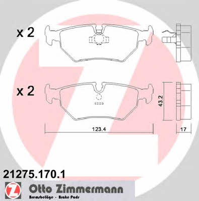 Otto Zimmermann 21275.170.1 Гальмівні колодки, комплект 212751701: Купити в Україні - Добра ціна на EXIST.UA!