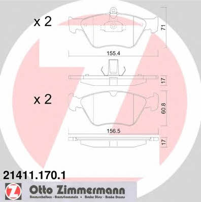 Otto Zimmermann 21411.170.1 Гальмівні колодки, комплект 214111701: Купити в Україні - Добра ціна на EXIST.UA!