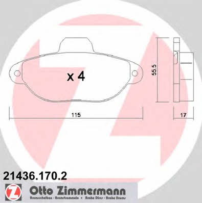 Otto Zimmermann 21436.170.2 Гальмівні колодки, комплект 214361702: Купити в Україні - Добра ціна на EXIST.UA!