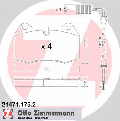 Otto Zimmermann 21471.175.2 Гальмівні колодки, комплект 214711752: Купити в Україні - Добра ціна на EXIST.UA!