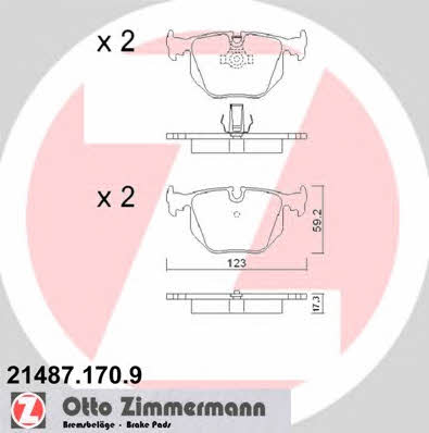 Otto Zimmermann 21487.170.9 Гальмівні колодки, комплект 214871709: Купити в Україні - Добра ціна на EXIST.UA!