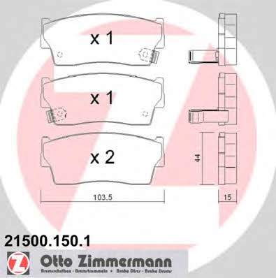 Otto Zimmermann 21500.150.1 Гальмівні колодки, комплект 215001501: Купити в Україні - Добра ціна на EXIST.UA!