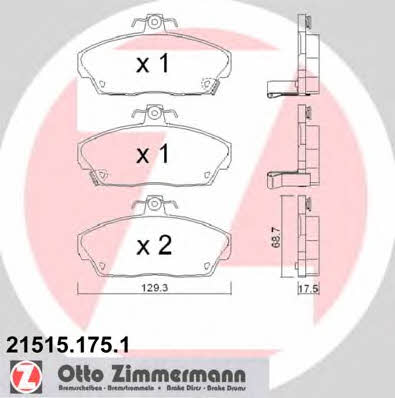Otto Zimmermann 21515.175.1 Гальмівні колодки, комплект 215151751: Купити в Україні - Добра ціна на EXIST.UA!