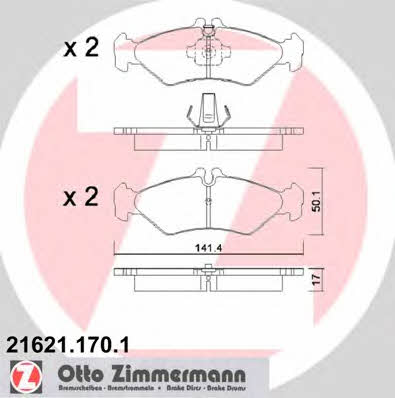 Otto Zimmermann 21621.170.1 Гальмівні колодки, комплект 216211701: Купити в Україні - Добра ціна на EXIST.UA!