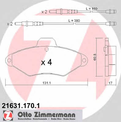 Otto Zimmermann 21631.170.1 Гальмівні колодки, комплект 216311701: Купити в Україні - Добра ціна на EXIST.UA!
