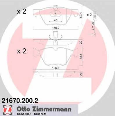 Otto Zimmermann 21670.200.2 Гальмівні колодки, комплект 216702002: Купити в Україні - Добра ціна на EXIST.UA!
