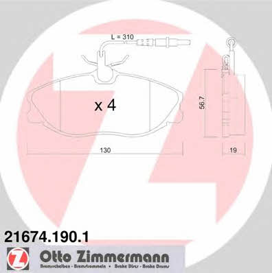 Otto Zimmermann 21674.190.1 Гальмівні колодки, комплект 216741901: Купити в Україні - Добра ціна на EXIST.UA!
