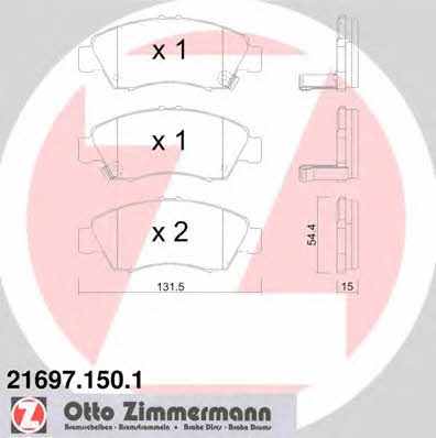 Otto Zimmermann 21697.150.1 Гальмівні колодки, комплект 216971501: Купити в Україні - Добра ціна на EXIST.UA!