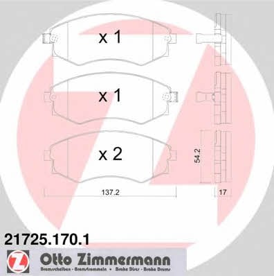 Otto Zimmermann 21725.170.1 Гальмівні колодки, комплект 217251701: Купити в Україні - Добра ціна на EXIST.UA!