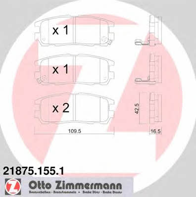 Otto Zimmermann 21875.155.1 Гальмівні колодки, комплект 218751551: Купити в Україні - Добра ціна на EXIST.UA!