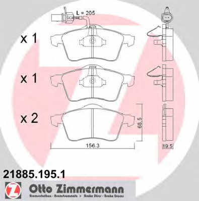 

Колодки тормозные дисковые, комплект 218851951 Otto Zimmermann