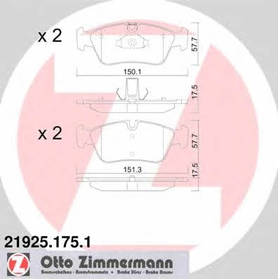 Otto Zimmermann 21925.175.1 Гальмівні колодки, комплект 219251751: Купити в Україні - Добра ціна на EXIST.UA!