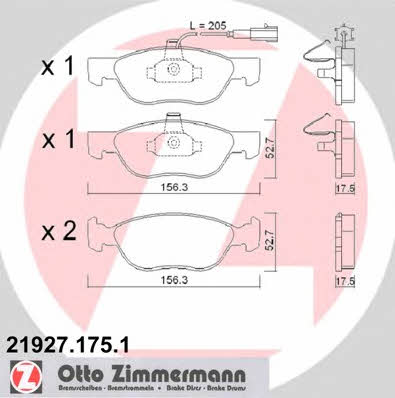 Otto Zimmermann 21927.175.1 Гальмівні колодки, комплект 219271751: Купити в Україні - Добра ціна на EXIST.UA!